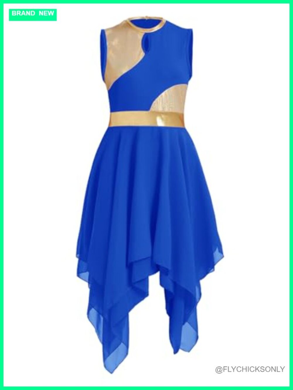 Womens Praise Dance Dress V-Neck Sleeveless Liturgical Worship Dress